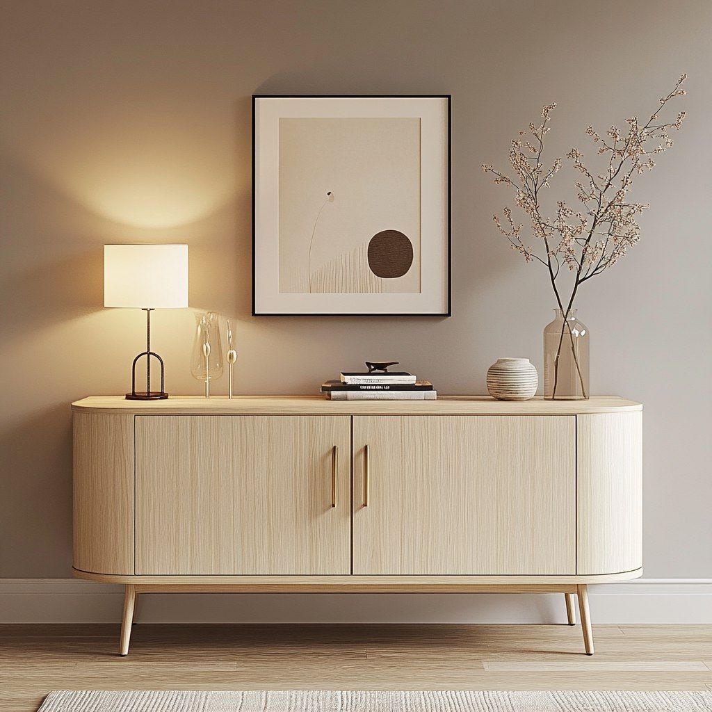 Designer Ergonomic Credenza featuring Natural Matte PU Lacquer Coat #55